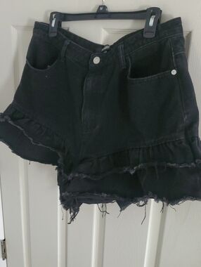 Ruffle Denim Shorts
